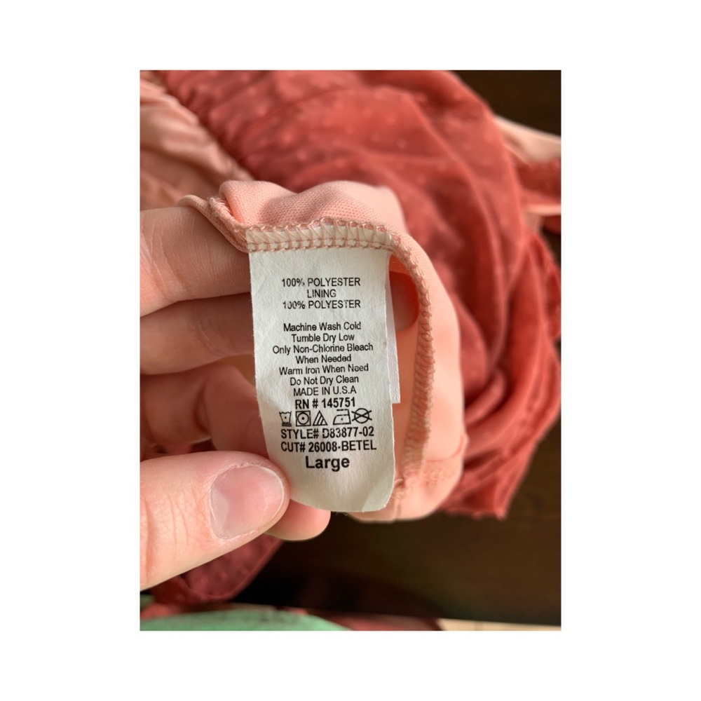 Peach Love California One Shoulder Dusty Rose Swiss Dot Maxi Dress - Picture 5 of 5